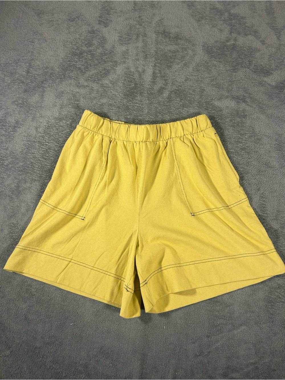 free people beach yellow strada cotton pull on shorts sz small